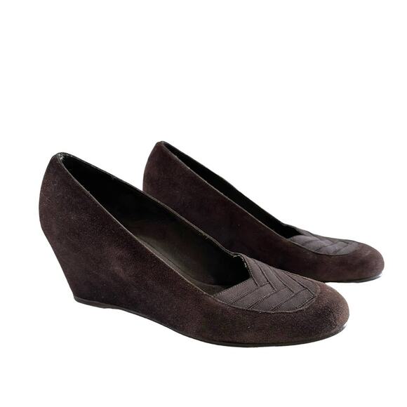 Stuart Weitzman women's vintage brown suede wedge heel size 8.5 N - Picture 1 of 9